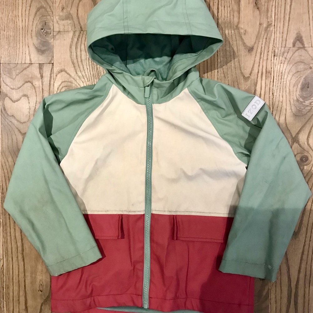 Izod Light Green Hooded lined Rain Jacket